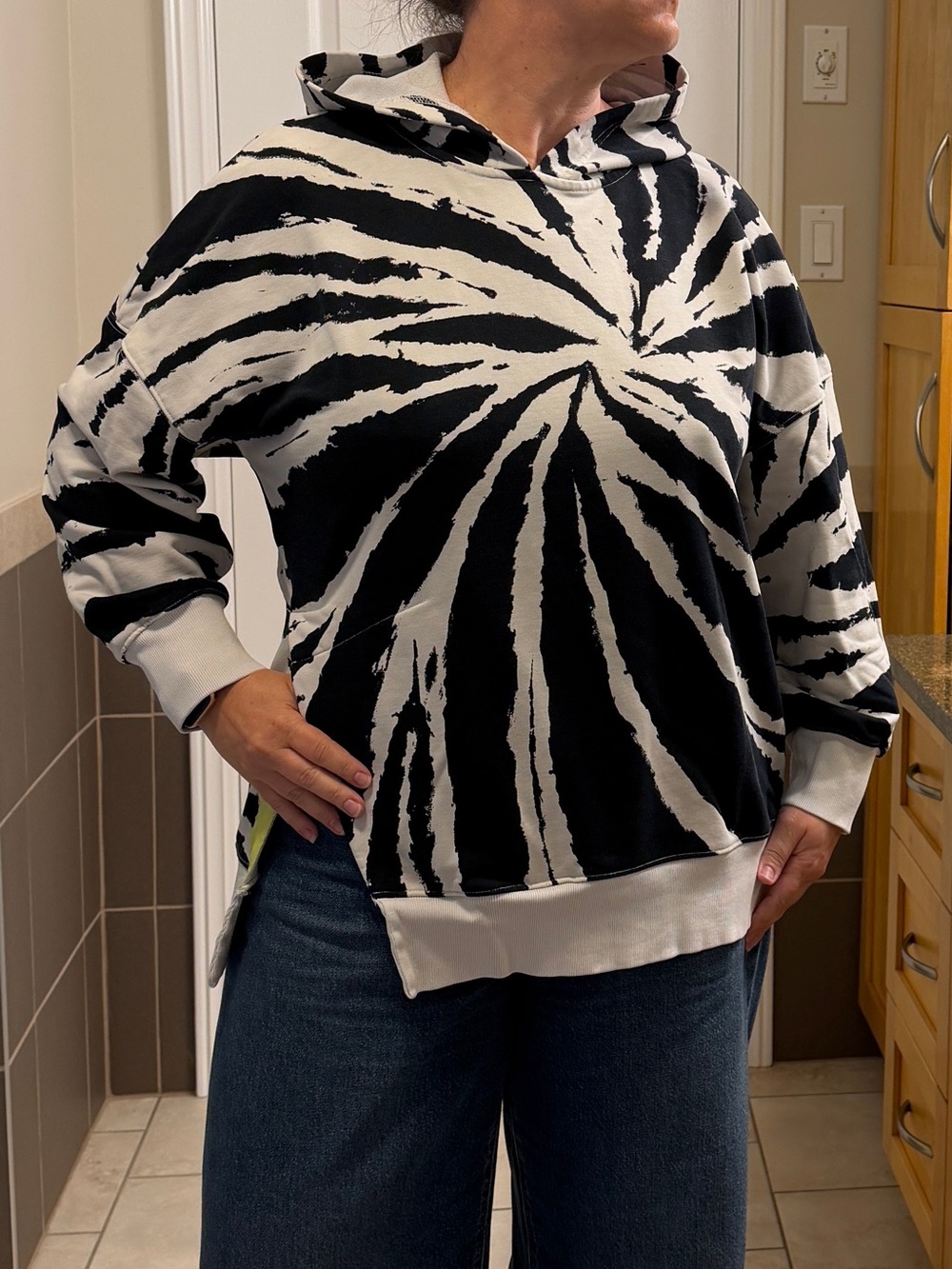 Fabletics Black & White Hoodie Sweater